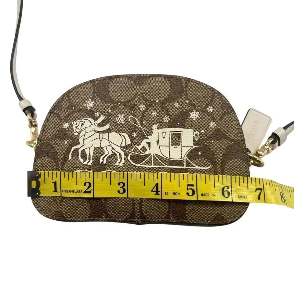 Coach NWOT Mini Serena Half Moon Satchel In Signature Canvas Tan